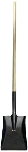 Emsco Group Workforce Tools Square Point Shovel - Sturdy 48” Wooden Handle - Heavy Duty 16 Gauge Steel Head