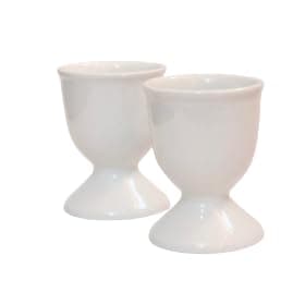 White Porcelain Egg Holder or Egg Cup, Set of 2 for Hard & Soft Boiled Eggs
