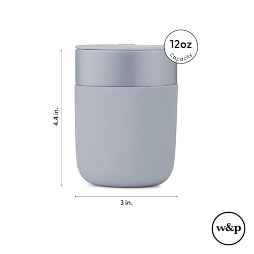 W&P Porter Ceramic Mug w/ Protective Silicone Sleeve, Terrazzo Cream 12 Ounces | On-the-Go | Reusable Cup for Coffee or Tea | Portable | Dishwasher Safe