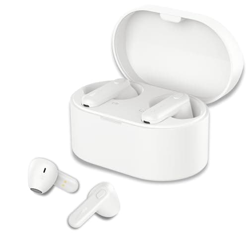 PHILIPS True Wireless Earbuds, TWS Bluetooth 5.3 Headphones, 13mm Drivers, AI Mic for Clear Calls, IPX4 Waterproof, 15 Hours Playtime, Compatible w/iPhone Android & Bluetooth Devices, TAT1138 White