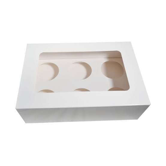 Cupcake Box for 6 Cupcakes muffin boxes - Pack of 10 Pieces white
