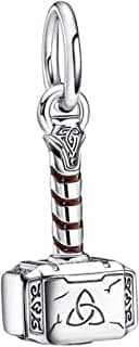 Marvel Thor Hammer Charm 925 Sterling Silver Pendant Charm Compatible with Pandora Charms,and Many Other UK Charm Bracelets., Metal