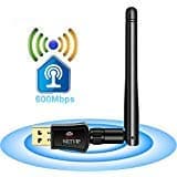 WiFi Antenna Adapter USB Wireless Network Card Dual Band (5.8G/433Mbps+2.4G/150Mbps) High Gain Antenna 802.11b/g/n WLAN Dongle for Laptop Desktop PC,Support Windows XP/Vista/7/8/10,Mac OS X
