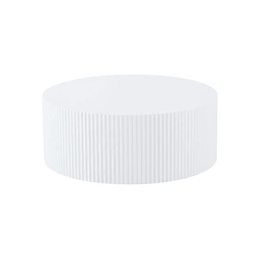 JUSTONE Set of 3 White Round Coffee Table Set Side Table End Table for Living Room, Drum Round 3 Peice Nesting Coffee Modern Coffee Table for Apartment Office,No Assembly (3PCS,White)