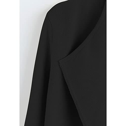 CHICWISH Women's Classy Light Tan/Black Open Front Knit Coat Cardigan, Black, M