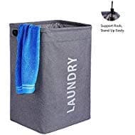 Weeare Large Double Laundry Hamper(80L) wtih Mesh Laundry Bags | Foldable Laundry Basket with Handle| Standable Clothes Hamper for Washing Storage(Dark Grey)