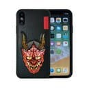 Skinarma Phone Case for iPhone X – PU Leather iPhone X Case 3D Embroidered Pattern Phone Case for Apple iPhone X (5.8inch) TPU+PC Material Drop Protection(oni red)