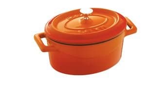 Arcata, Mini Oval Casserole Dish w/Lid, 14.25 oz, Orange, Cast Iron