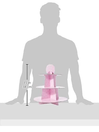 Unique Pink Cardboard Cupcake Stand - 12" (1 Count), Durable & Elegant Tiered Display - Perfect For Parties & Events