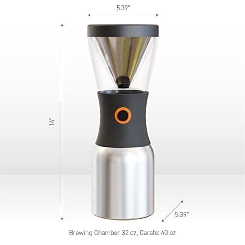 Asobu Coldbrew Portable Cold Brew Coffee Maker With a Vacuum Insulated 1 Liter Stainless Steel 18/8 Carafe Bpa Free (Wood)
