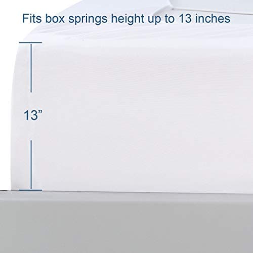 Moonsea Box Spring Cover Full Size, Elastic Fabric Wrap Around 4 Sides Bed Skirt, Sleek Alternative for Bed Skirts for Hotel/Home - Full, White