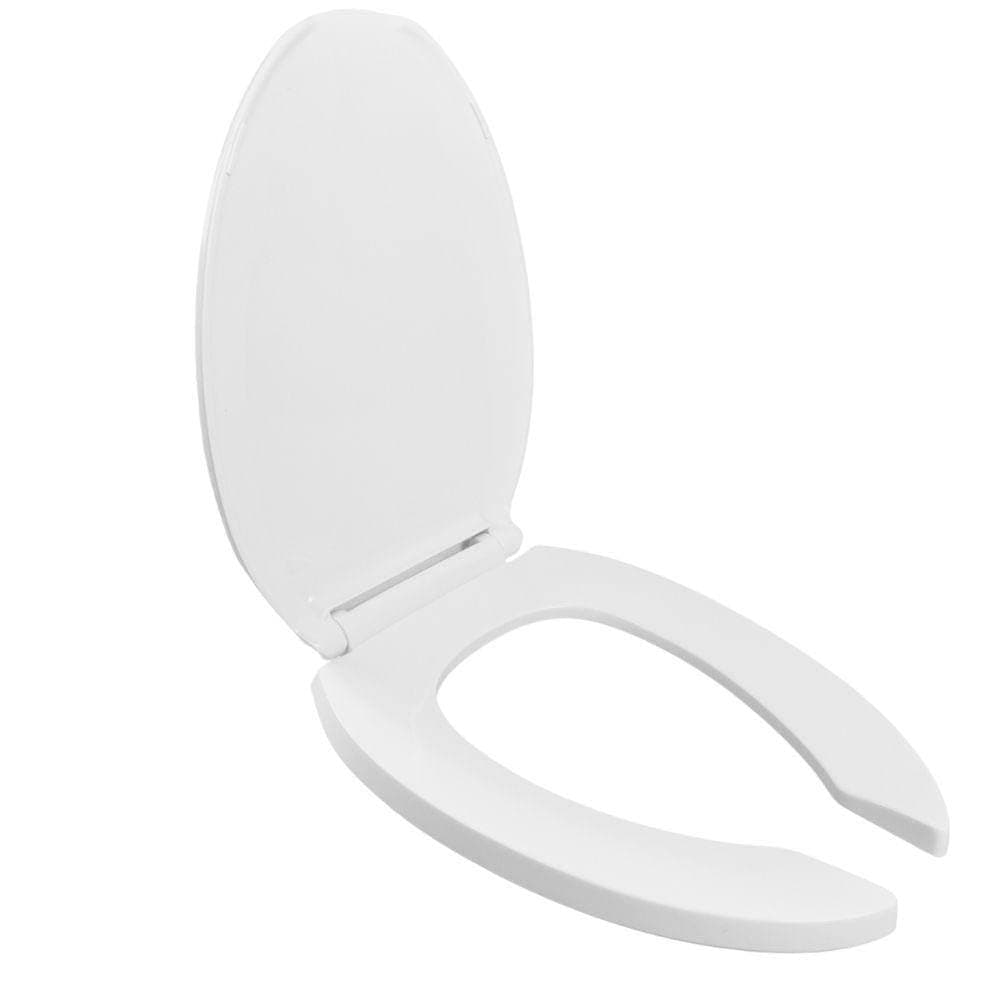 Centoco Elongated Toilet Seat, Open Front with Cover, Light Duty Commercial or Heavy Duty Residential, Plastic Hinge and Seat, Made in the USA, 820TM-001, White