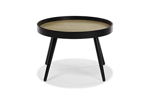 Hensen Mid-Century Modern Round Black Accent Table: use as End, Side, Bedside, or Mini-Coffee Table