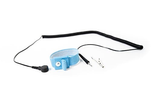 Bertech ESD Anti-Static Fabric Adjustable Wrist Strap with 12' Cord, 1 Megohm Resistor, 4 mm Snap, Blue