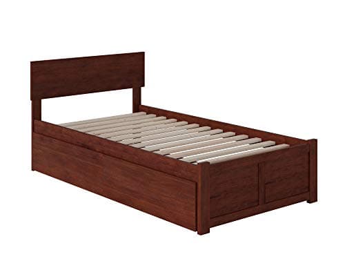 AFI Orlando Twin Platform Bed with Flat Panel Footboard and Turbo Charger with Urban Bed Drawers in Walnut