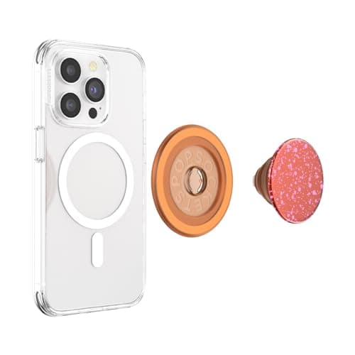 PopSockets: PopGrip Round for MagSafe - Adapter Ring for MagSafe in Set - Folding holder and stand for phones with interchangeable discs PopTop - Aluminum Clay Speckle