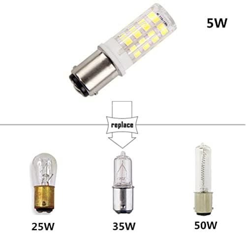 BA15D Double Bayonet Sewing Machine LED Light Bulb 5 Watt Daylight White 6000K Non-dimmable AC110V-130V (Pack of 4)
