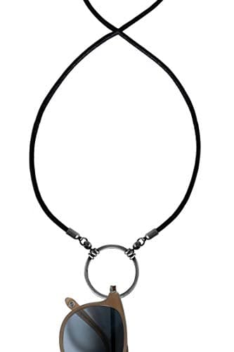 La LOOP Leather 577BL with loop 30mm in Diameter | Swivel Hinge Technology for 360-Degree EyeglassAccess | Unisex Eyeglass Holder Made with Durable Leather Cord, Antique Silver Finish Loop