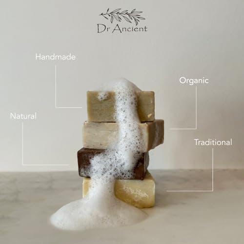 Dr. Ancient Natural Handmade Soap Set - Donkey Milk, Pine Tar, Aleppo Laurel & Bittim - Traditional, Chemical-Free Skincare for Face & Body