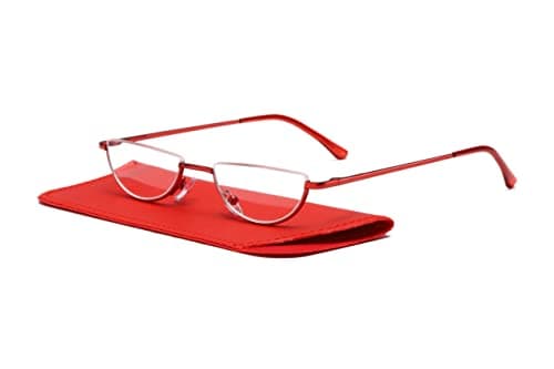 Viseng Half Frame Reading Glasses for Women Men Slim Half Moon Lens Readers Metal 2 pack Semi Rimless eyewear