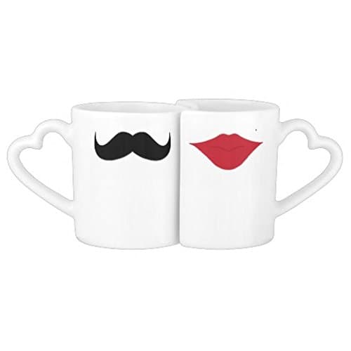 Mustache and lips couples mugs coffee mug set 11 oz