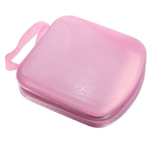 Beaupretty CD Case, DVDs Wallet Holder Portable Plastic 40 Disc CD DVD VCD Wallet Storage Bag Case Organizer (Pink)