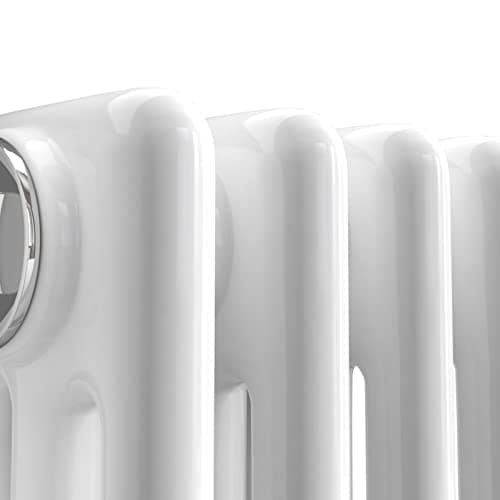 Warmehaus - Traditional Cast Iron Style White Double Column Vertical Radiator 1500 x 470mm - Perfect for Bathrooms, Kitchen, Living Room