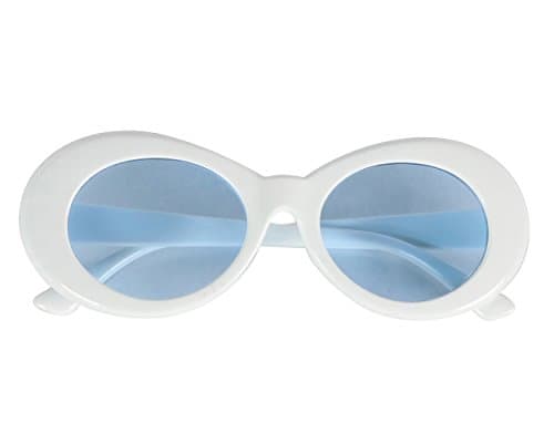 Retro Thick Frame Clout Goggles-Inspired By Kurt Cobain Sunglasses (White/Blue)