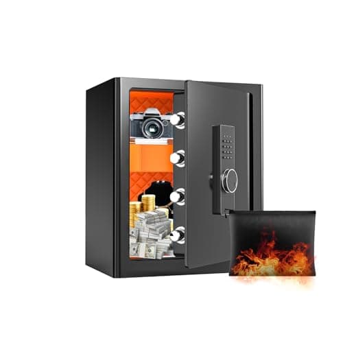 FABAO 2.0 cu. ft. Home Safe, Small Waterproof Fireproof Safe with Digital Electronic Keypad Lock, Secure Money Box for Protecting Cash Jewellery and Documents, Built-In Drawers, for Home, Hotel