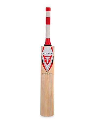 Wolfer Bushmaster Grade 3 Kashmir Willow Cricket Bat Short Handle - SH (1 Cricket Bat with Cover) Red