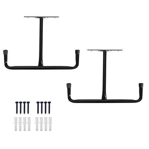Henson Overhead Garage Storage Rack - Heavy Duty Double Ceiling Mounted Hooks Utility Hangers Safe Racks for Fishing Rod 16.5" Arm Length 2 Pack, Black