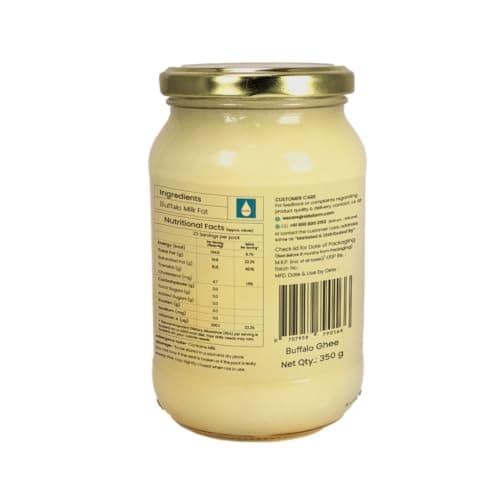 Sid’s Farm Buffalo Ghee - 350g | Aromatic and Granular | Made With Safe Tested A2 Milk | Free From Antibiotics, Preservatives and Induced Hormones | Glass Jar
