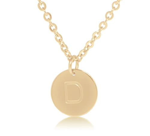 18K Gold-Plated Round Disc Engraved Initial Pendant 18” Adjustable Necklace with Personalized Alphabet Letter (R)