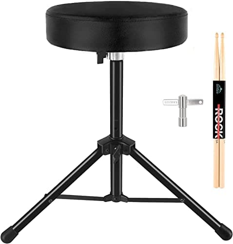 EastRock Universal Drum Throne,Padded Drum Seat Rotatable Height Adjustable drumming Stools with Anti-Slip Feet for Adults and Kids Black