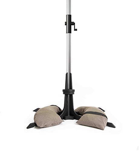 PLINTHIT Parasol Base in composite with fillable 40 or 50 kg sandbags for parasols up to 3.5 m. Fits any market parasol with diameter between 25-58 mm. Easy to move, rust-free and uv-resistant parasol base. PLINTHIT accessories for parasols.