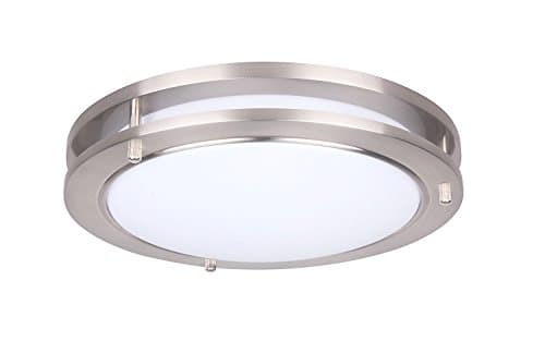 Yeuloum 10 inch LED Flush Mount Ceiling Light Fixture, Dimmable, Dust-Proof, 994 Lumen, 14W Repalce 100W, Satin Nickel Finish, ETL/ES Rated