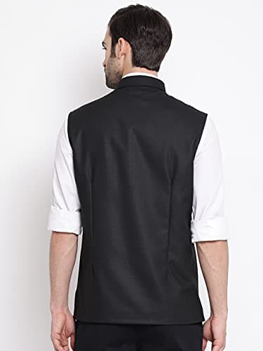 VASTRAMAY Men's Cotton Blend Nehru Jacket