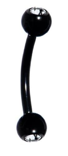 NEON EyebrowBlack Ring Piercing w/GEMS Titanium Anodized Curved Barbell 16g 7/16" (Standard Size)