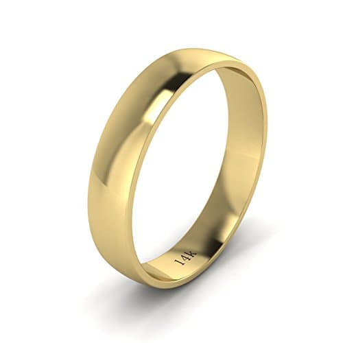 Unisex Solid 14k Yellow Gold 4mm Comfortable Traditional Highly Polished Wedding Ring Plain Band (8)