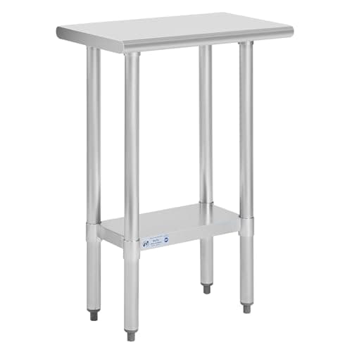 Hally Stainless Steel Table for Prep & Work 14 x 24 Inches, NSF Commercial Heavy Duty Table with Undershelf and Galvanized Legs for Restaurant, Home and Hotel