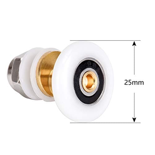 6PCS x Shower Door Rollers,Roller Diameter 25mm for The Bathroom Glass Sliding Door Pulleys/Runners/Wheels,Strong Load-Bearing Capacity, Ultra-Quiet Shower Glass Door Rollers Replacement