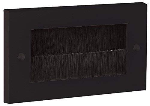 Black Brush Stripe Cable Entry single 2 Gang Wall Outlet Plate