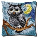 Latch Hook Complete Cushion Cover Kit"Grey Owl" 43x43cm