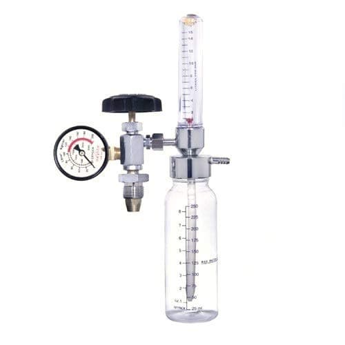 Nc Oxygen Cylinder Regulator With Flowmeter & Humidifier Bottle Made Of Metal, Manually Control Oxygen Flow. (Household Oxygen Flow Meter) - Transparent
