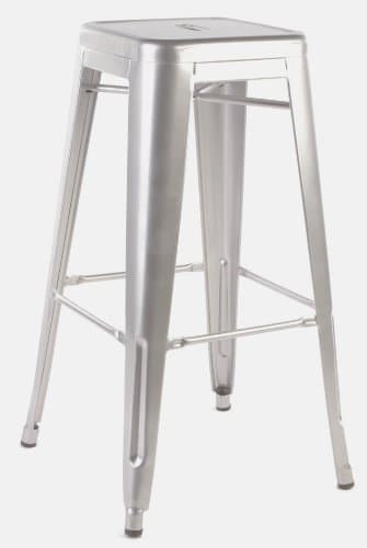 Metal Cafe Bar Stool in Brushed Galvanized Finish