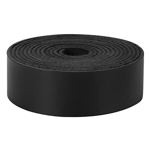 Ringsun 25mm Flat Leather Strap, Full Grain Leather Strip Cord String for Arts and Crafts, Tooling (2mm Thick 72.5 Inches Long Black )