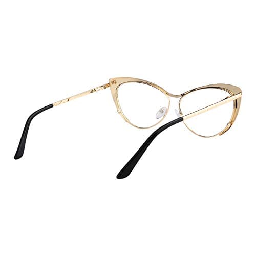 Zeelool Oversized Cat Eye Blue Light Blocking Glasses for Women Metal Eyewear Ellen VFM0176