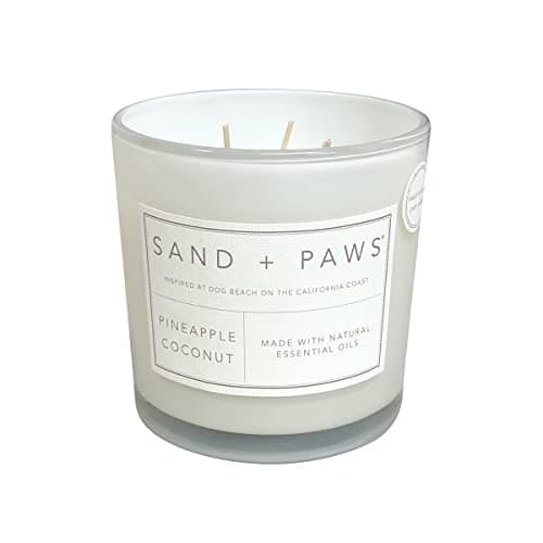 Sand + Paws Scented Candle - Pineapple Coconut - Additional Scents and Sizes –Luxurious Air Freshening Jar Candles Neutralize pet Odors and Enhance Home décor – 100% Cotton Lead-Free Wicks - 21 oz
