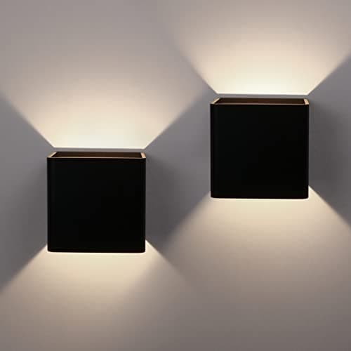 Ralbay LED Modern Black Indoor Wall Sconce 2-Pack 10W Modern LED Aluminum Wall Mounted Light Fixture Lamps Up and Down Wall Sconce for Indoor Living Room Bedroom Hallway