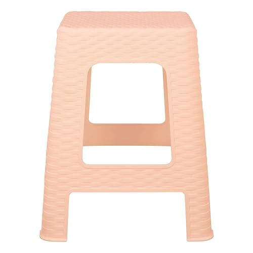 Kuber Industries Sitting Stool | Plastic Non-Slip Lightweight Stool for Indoor & Outdoor Use | Cream